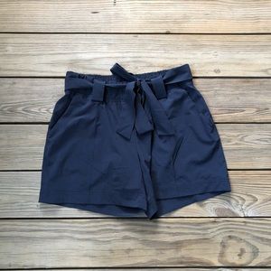 Athleta Destination Navy High Rise Belted Shorts